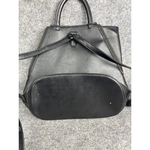 Matt & Nat Backpack Womens Black Faux Leather Large Vegan Zip Convertible Bag main image 5